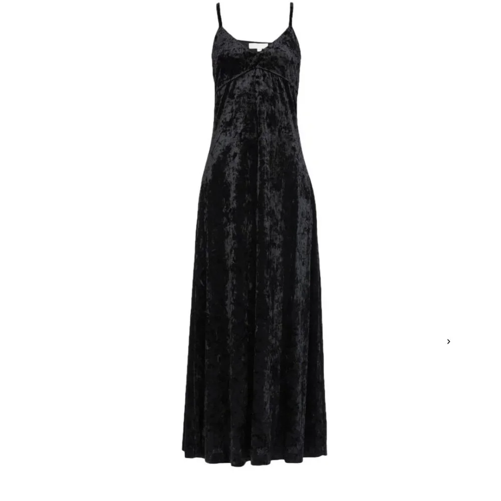 Micheal Kors Serita Maxi Slip Dress Black Velvet US Small